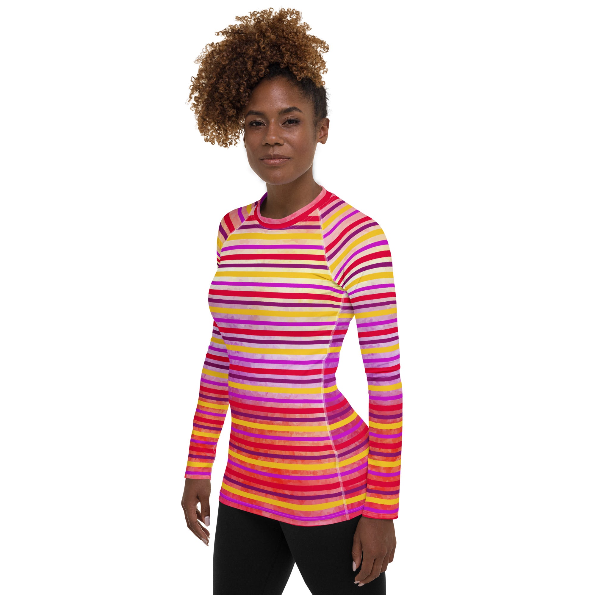 Sunset Stripes Performance Rash Guard UPF 50+